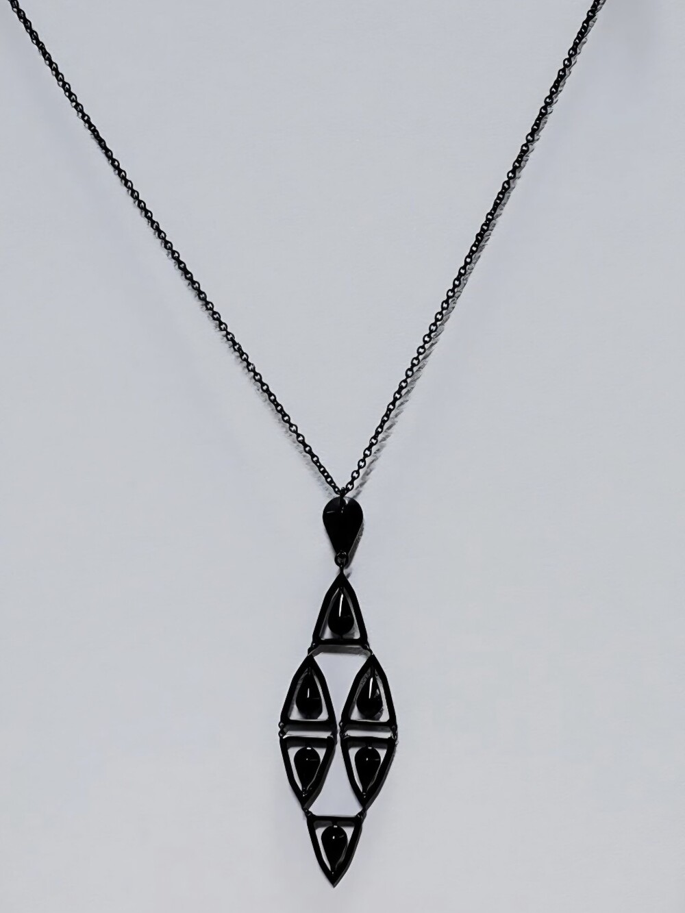 Swarovski Swan Signed Black and Crystal Geometric Sidney Pendant